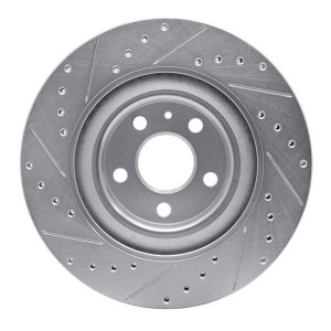 Volvo V60 Cross Country Brake Rotor (1) - Rear Right - R1 Concepts - Drilled & Slotted - Silver - `16-`26
